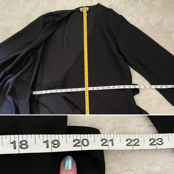 Nine and Company Womens Sheer Black Wrap Intimates Robe sz M - Picture 6 of 7
